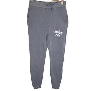 White Fox Vol.3 Joggers Heather Grey Fleece Sweatpants Small Lavender Logo